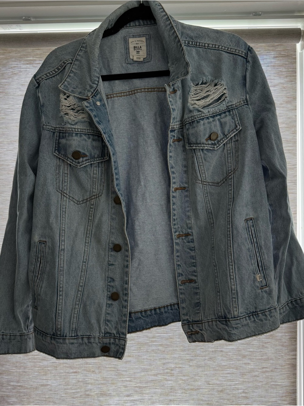 Billabong Light Blue Distressed Denim Jacket